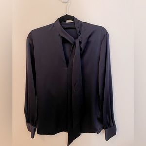Aritzia Navy Blue Babaton Silk Shirt